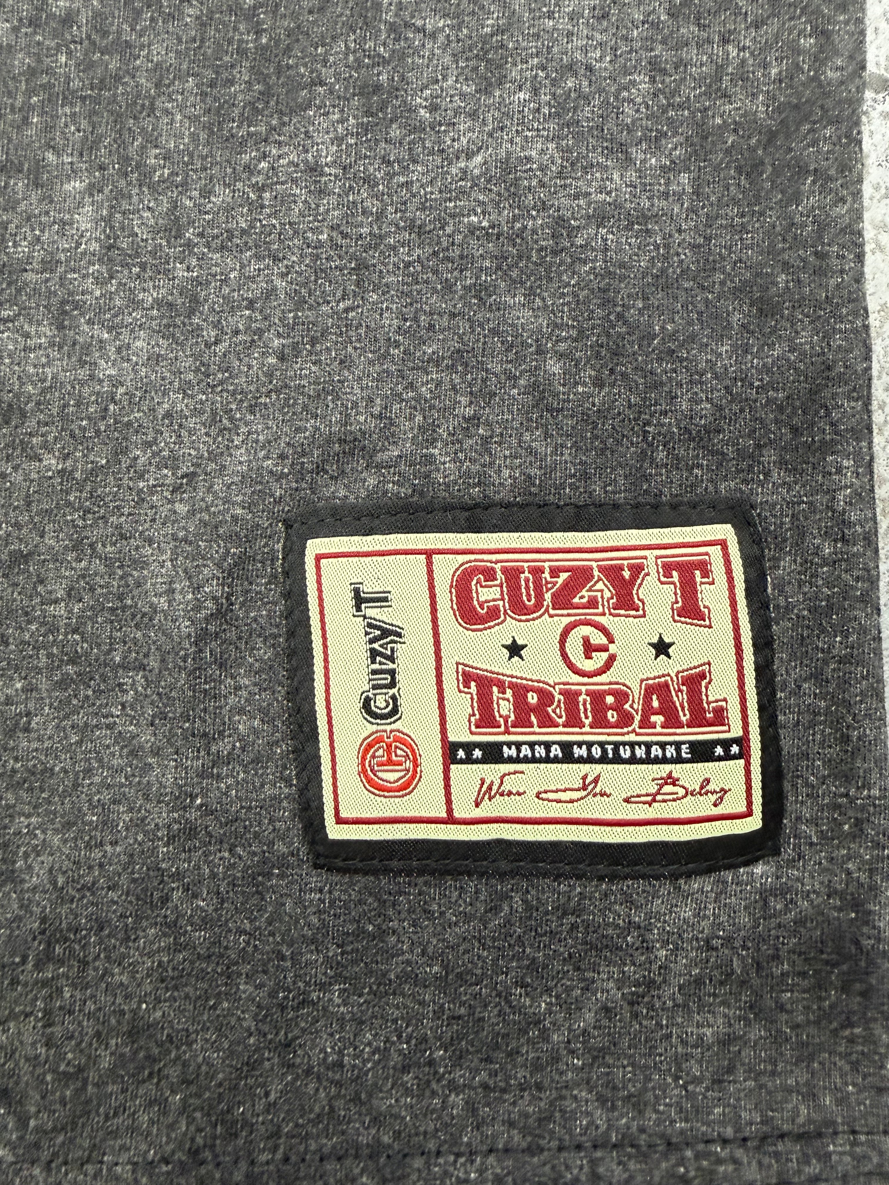 NGATI KAHU - Black Acid Wash Drop Shoulder Tee