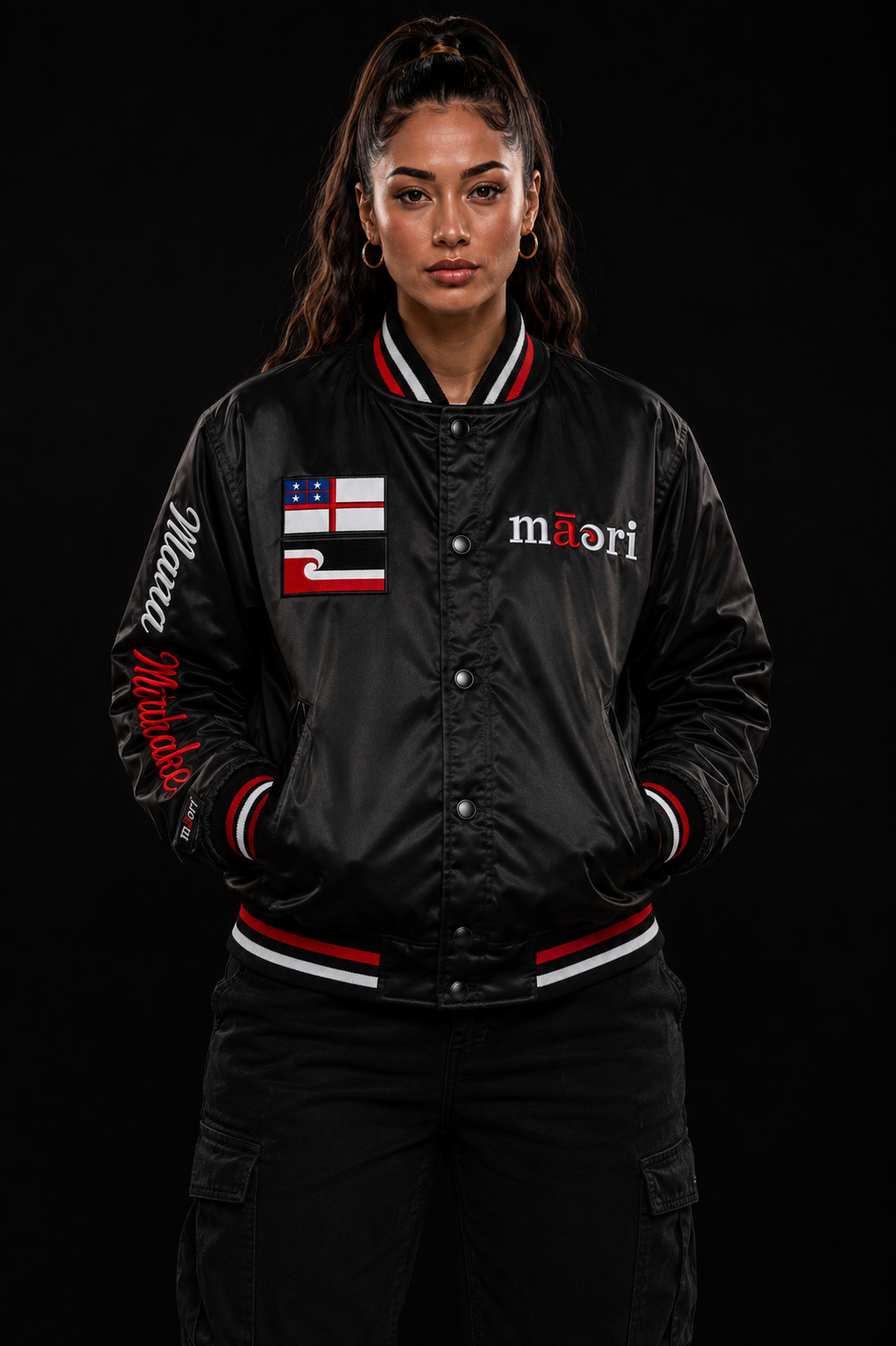 Maori Bomber Jacket -Black Pre Order