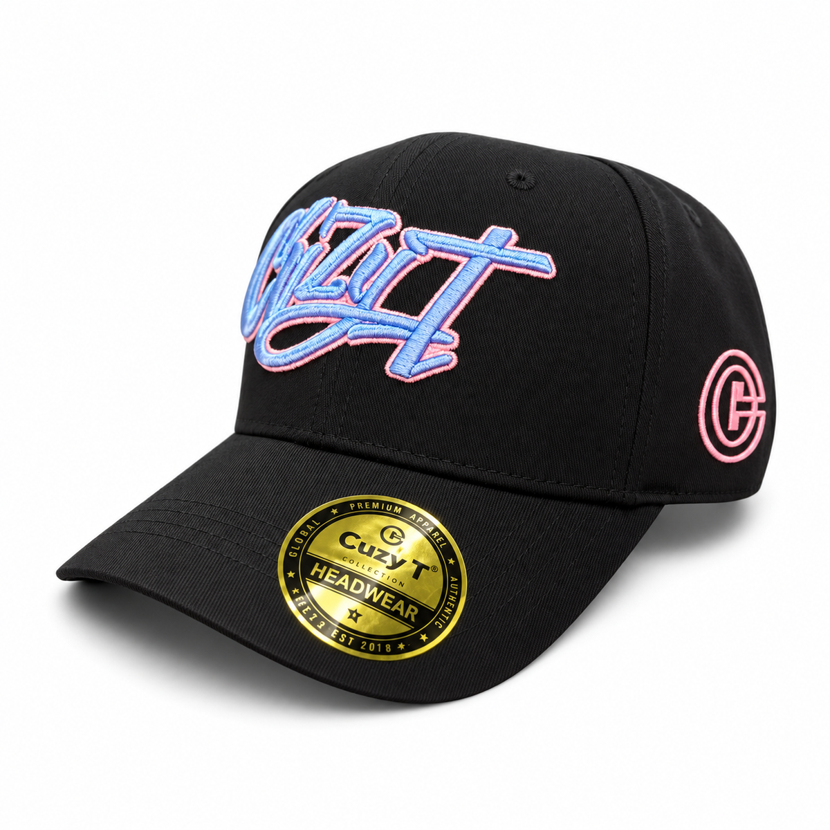 Cuzy T Aframe Blue n Pink on Black