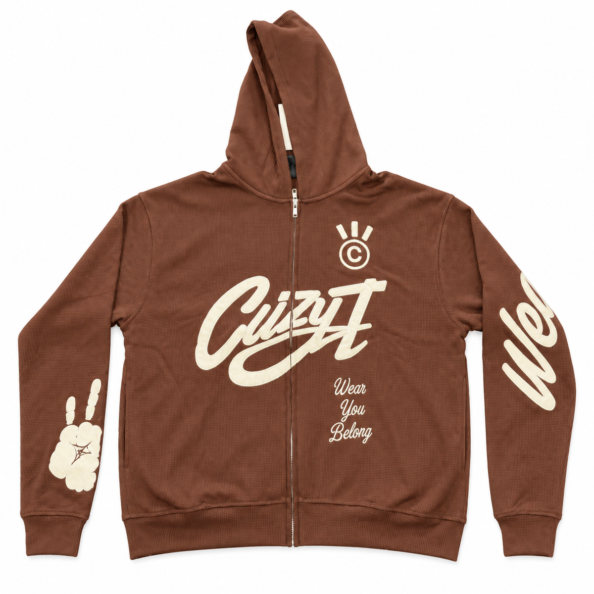 Cuzy T Waffle Zip Hoodie- Rusty