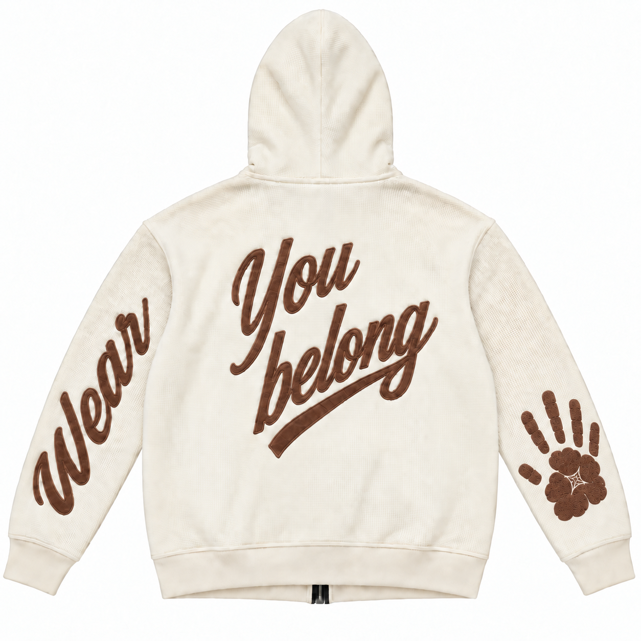 Cuzy T Waffle Zip Hoodie- Creme