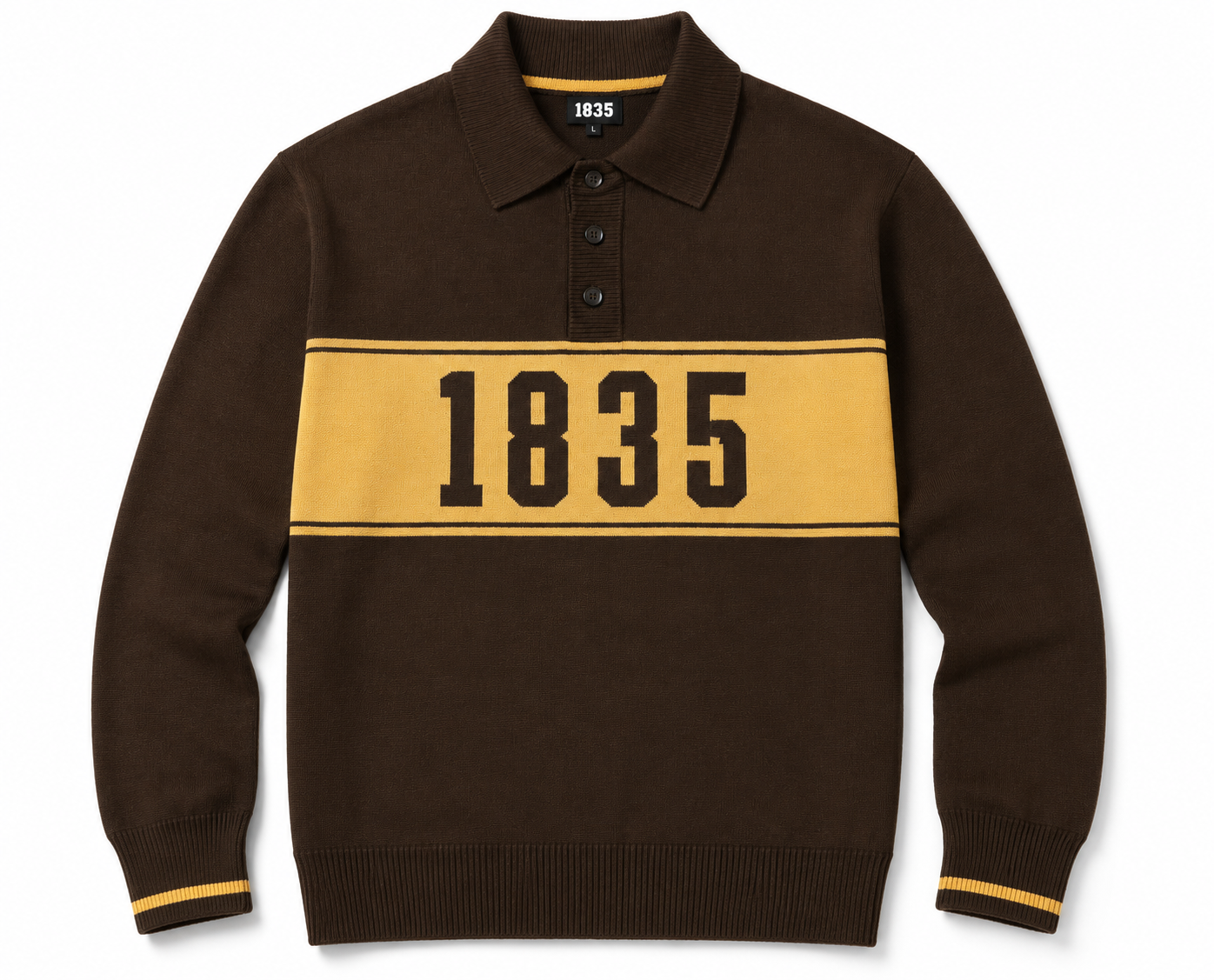 1835 Knit Polo Sweater -Brown