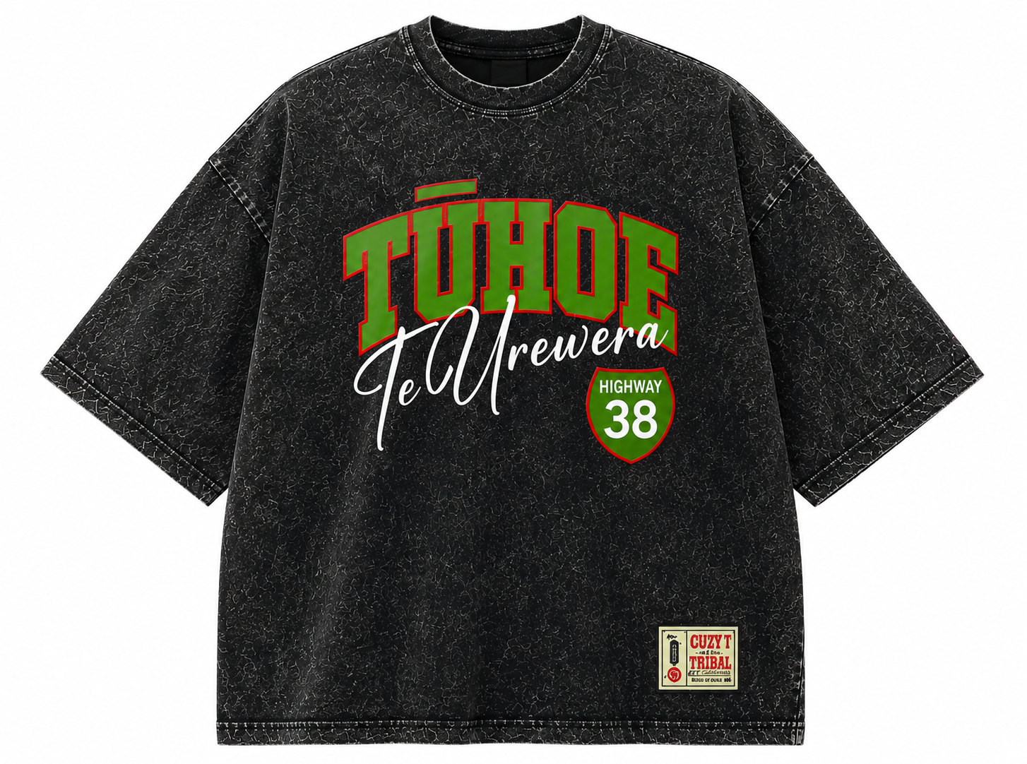 TUHOE – Black Acid Wash Drop Shoulder Tee