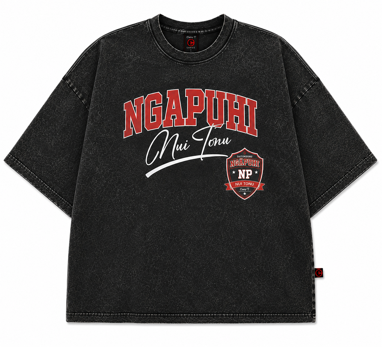 Ngāpuhi Tribal Acid Wash Oversized Tee – Māori Streetwear | Cuzy T