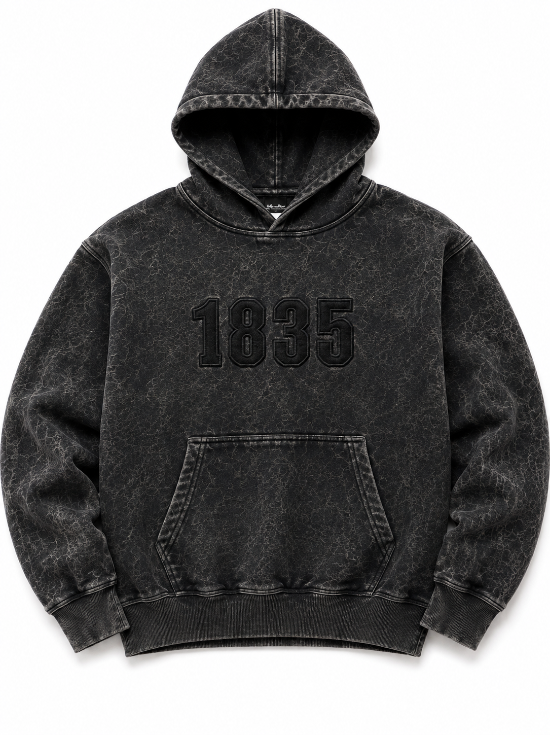 1835 Mana Motuhake Hoodie black acid wash