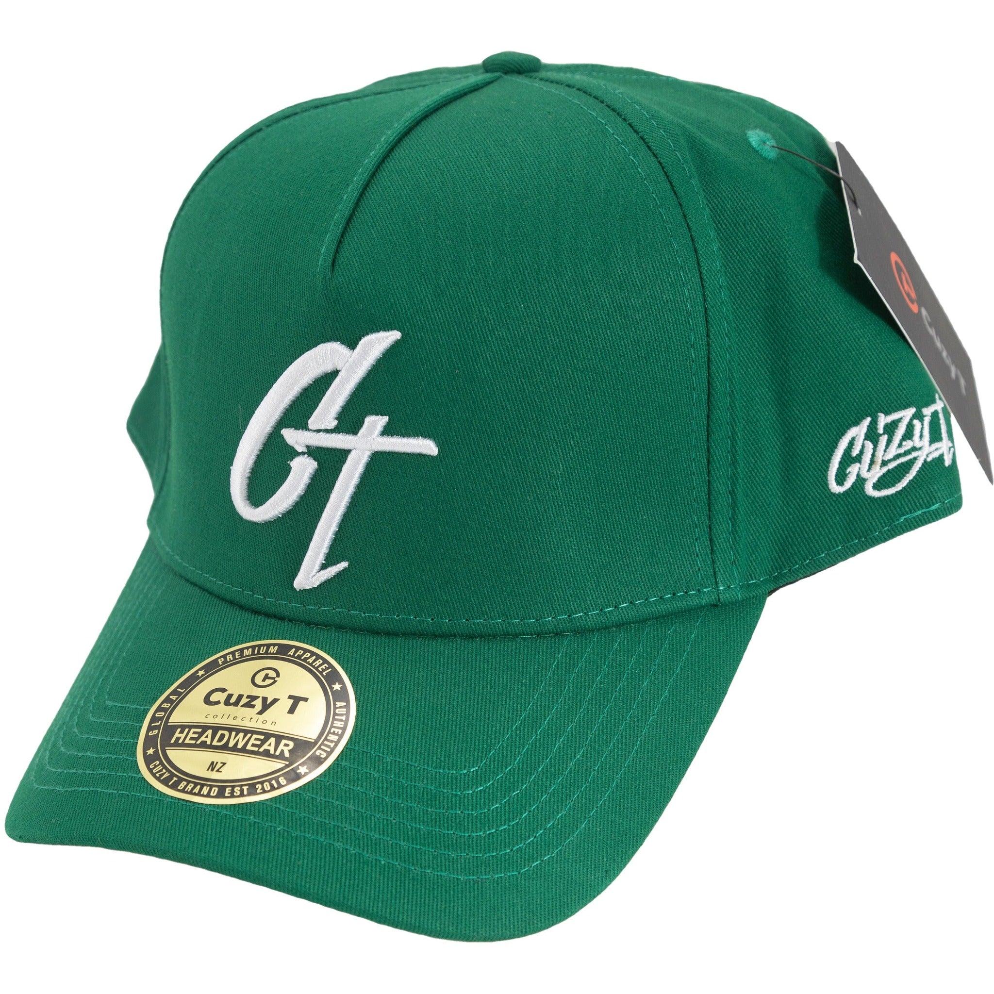 CUZY T 'CT' SNAP BACK - GREEN/WHITE - Cuzy T Apparel