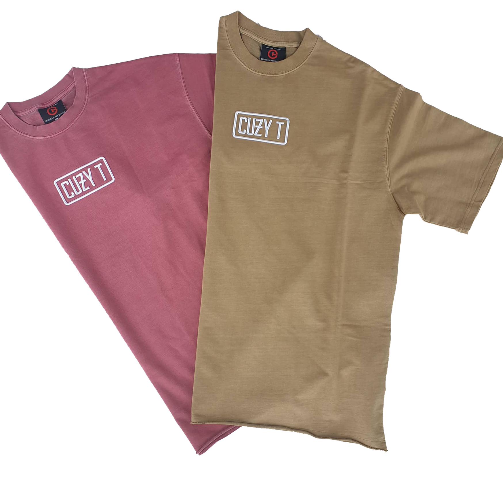 TAN BOXED CREW NECK - Short Sleeve - Cuzy T Apparel