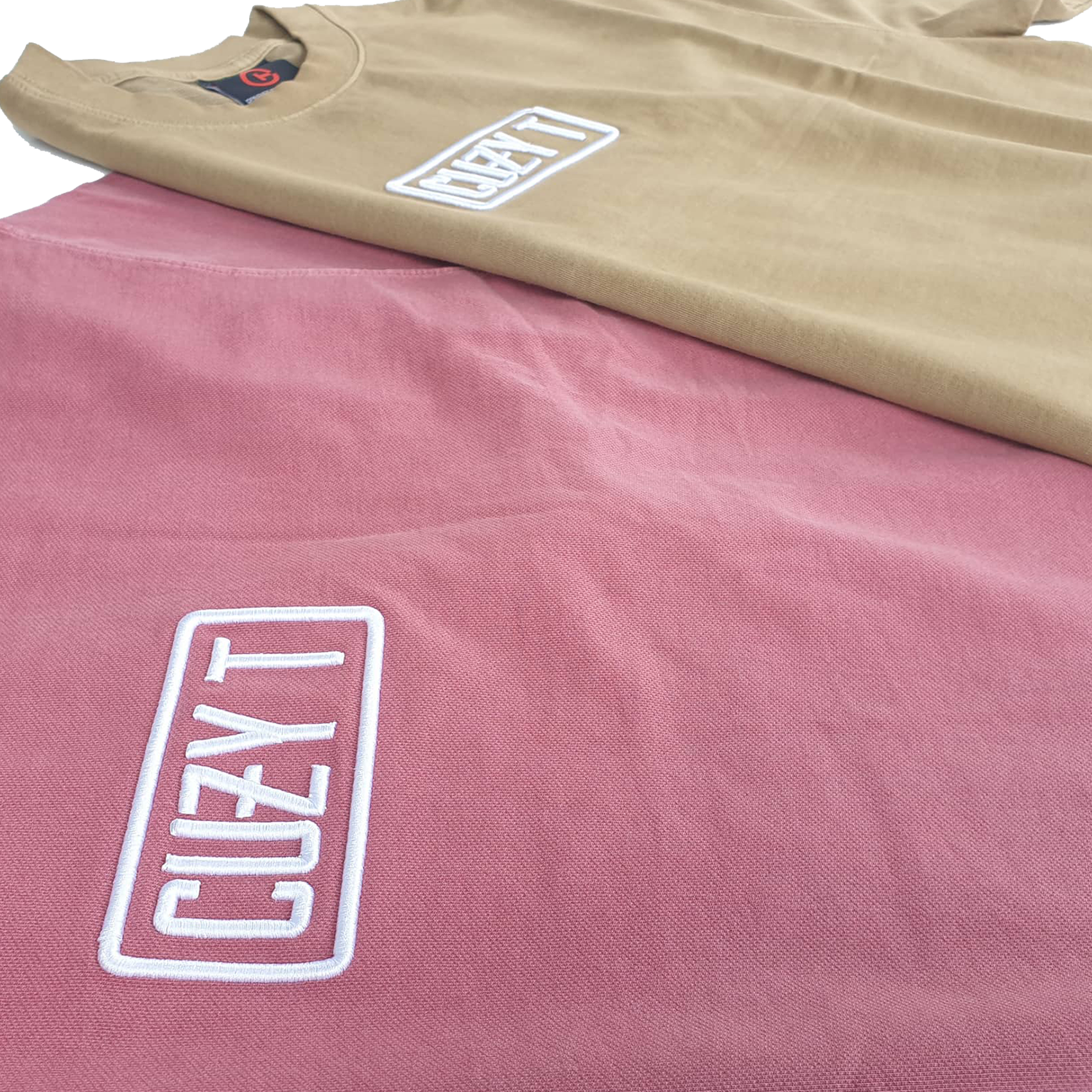 TAN BOXED CREW NECK - Short Sleeve - Cuzy T Apparel