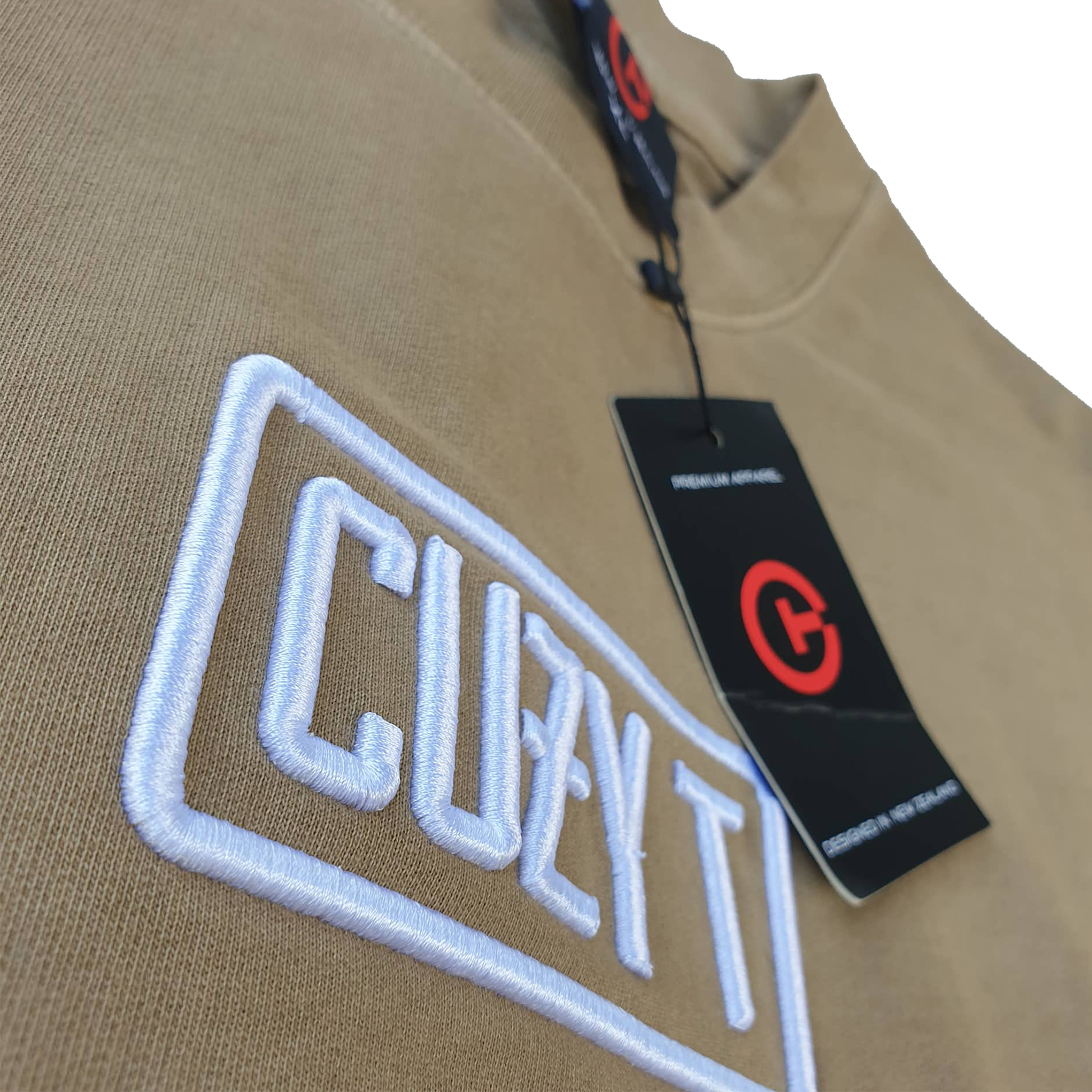 TAN BOXED CREW NECK - Short Sleeve - Cuzy T Apparel