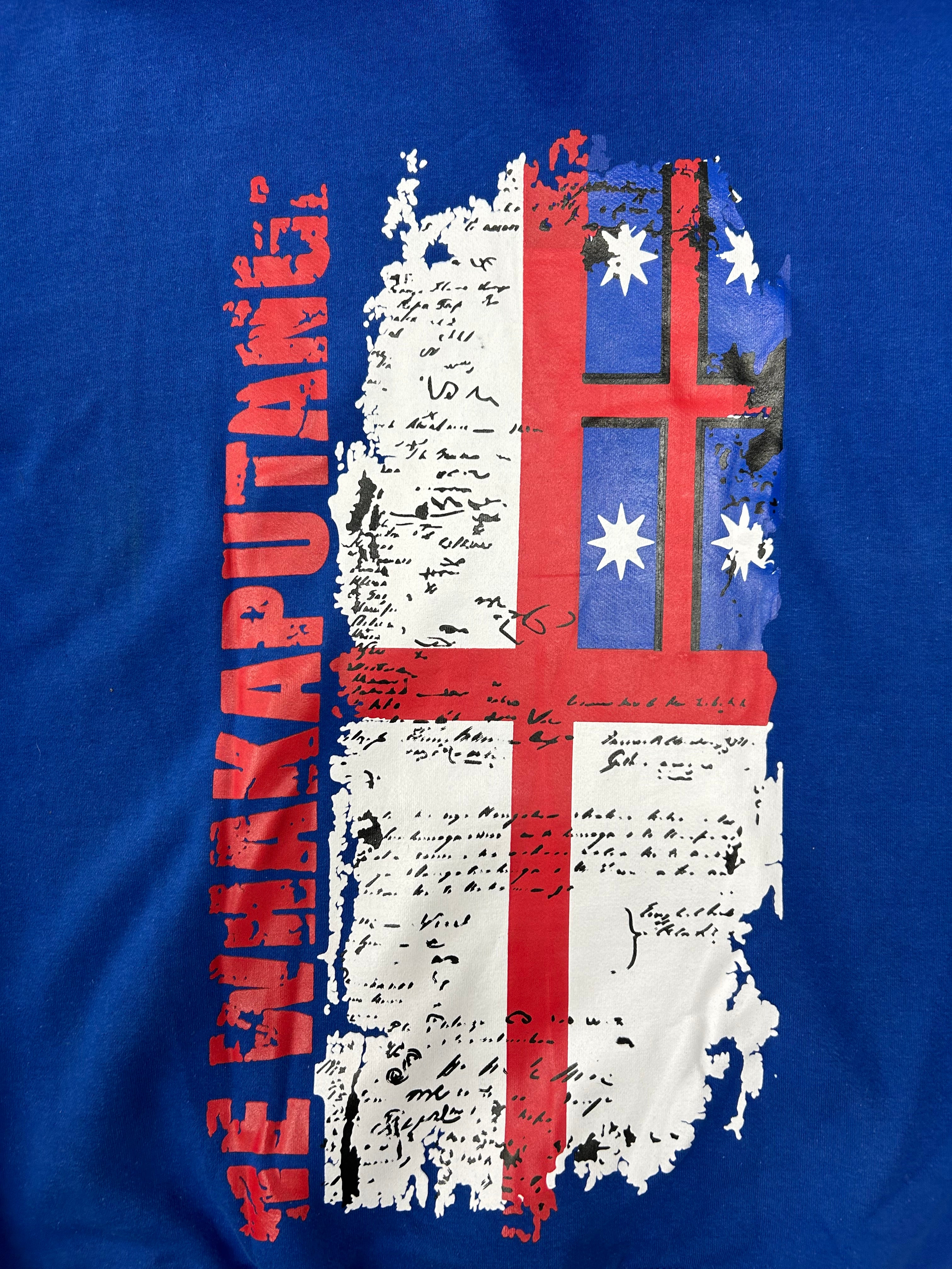 1835 Blue Hoody screen print