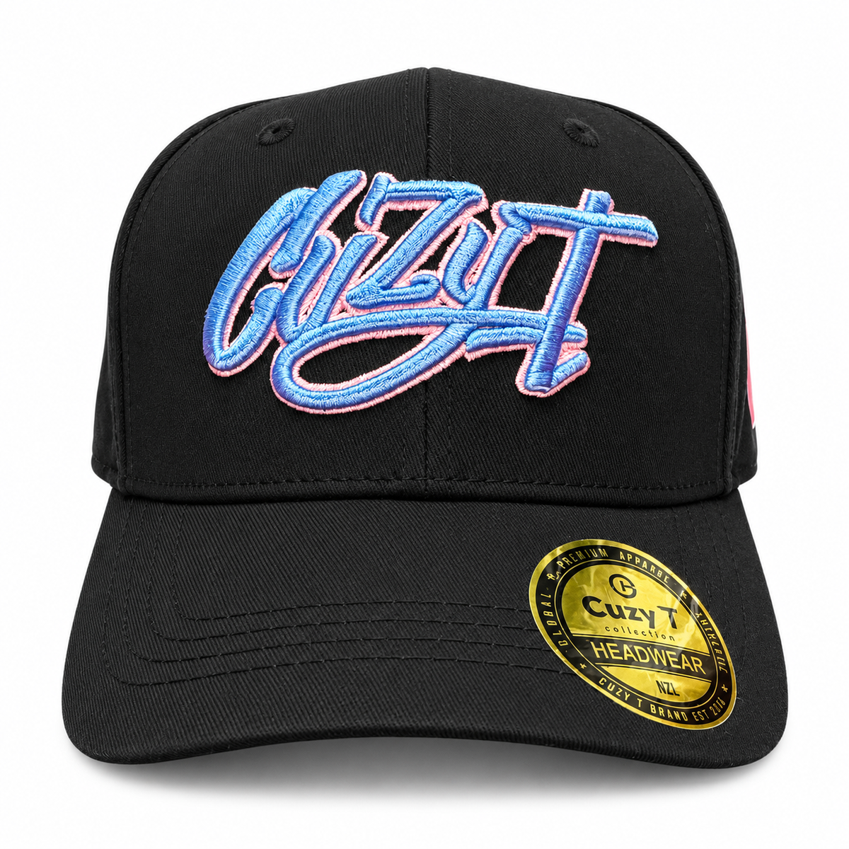 Cuzy T Aframe Blue n Pink on Black