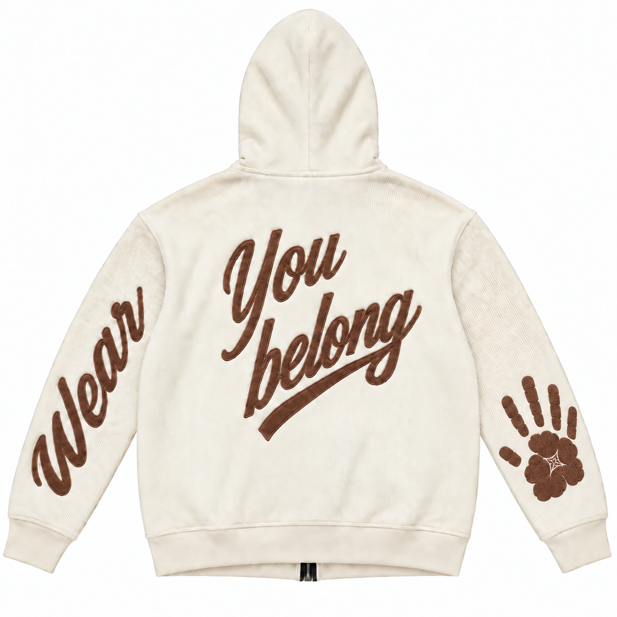Cuzy T Waffle Zip Hoodie- Creme