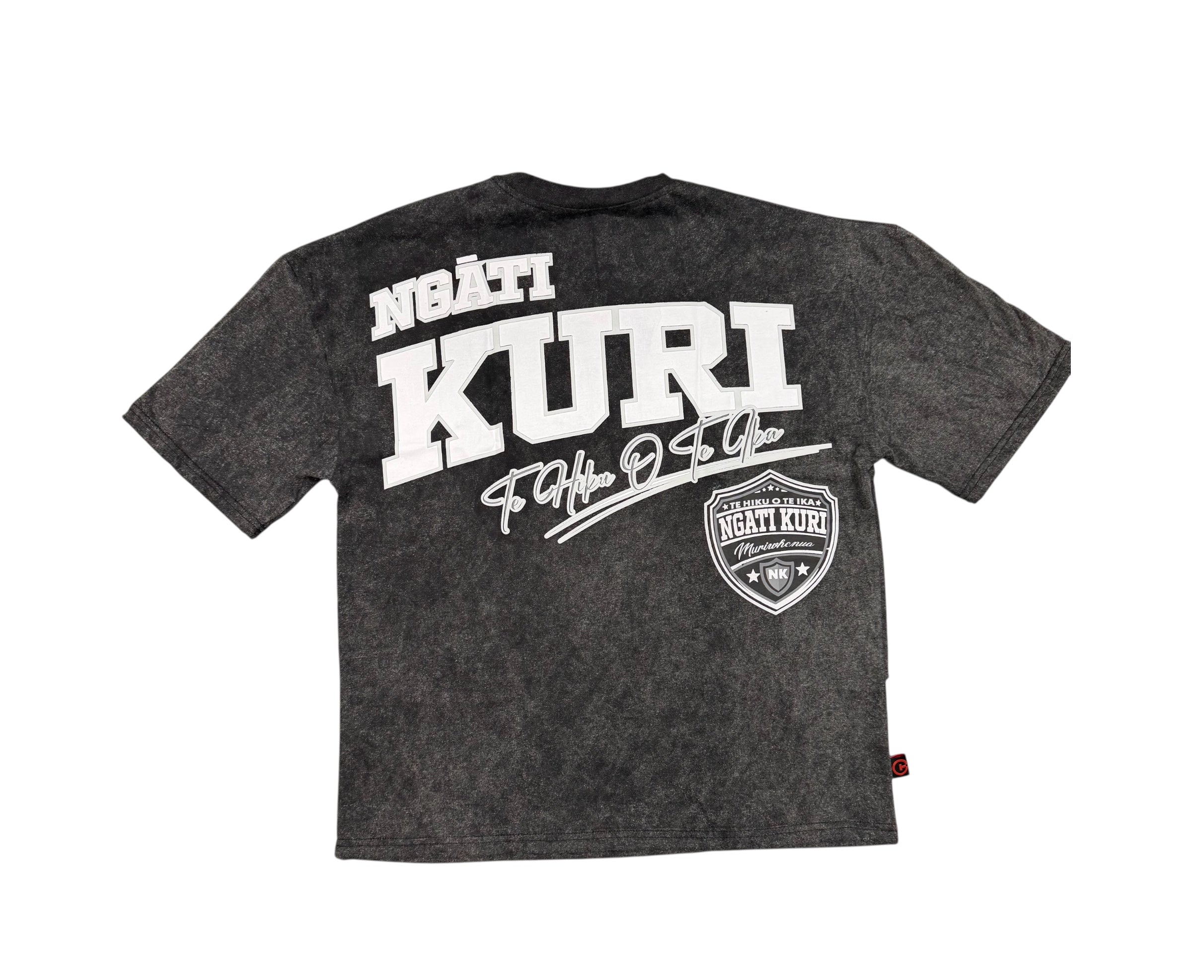 NGATI KURI – Black Acid Wash Drop Shoulder Tee
