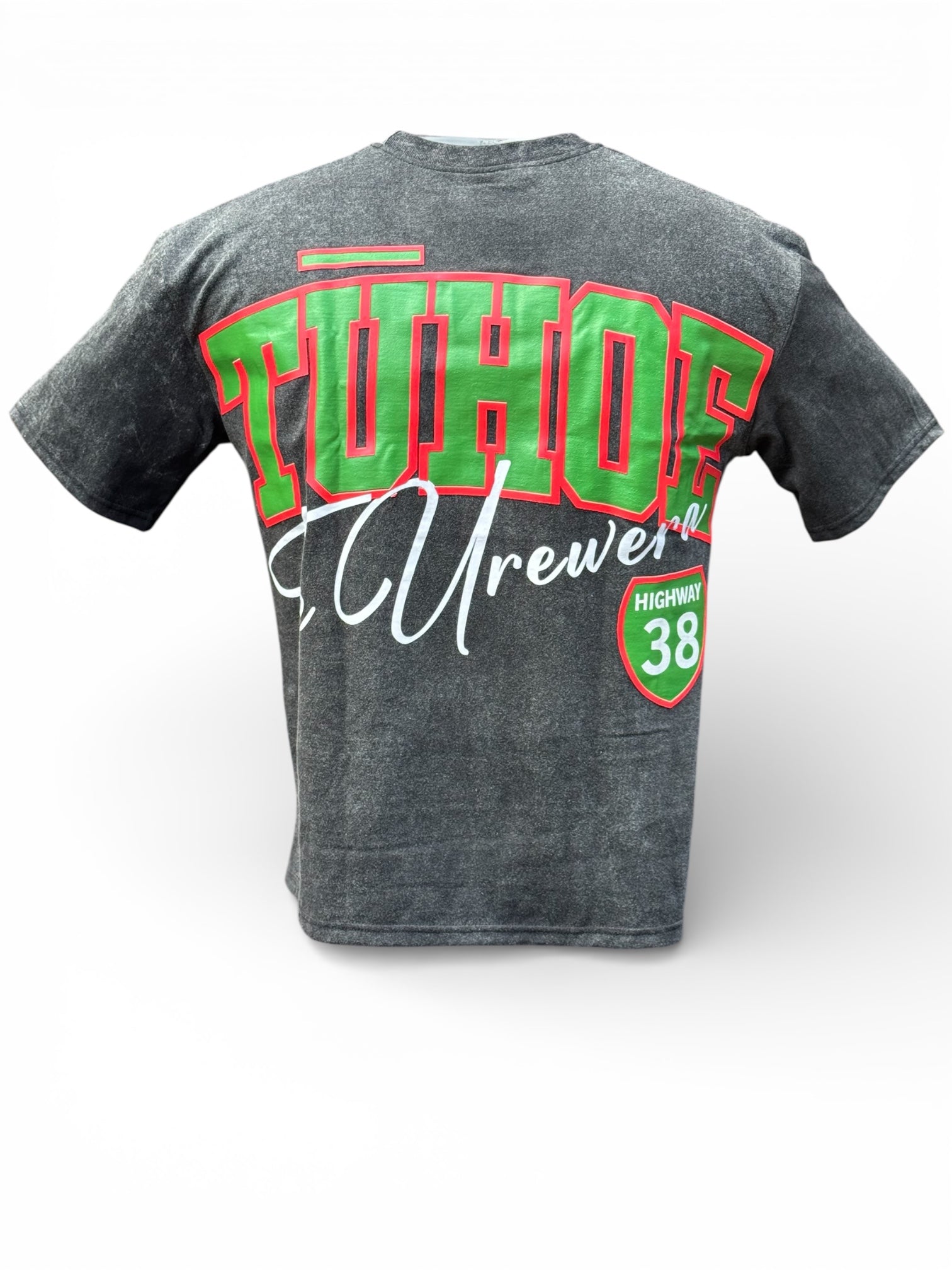 TŪHOE – Black Acid Wash Drop Shoulder Tee