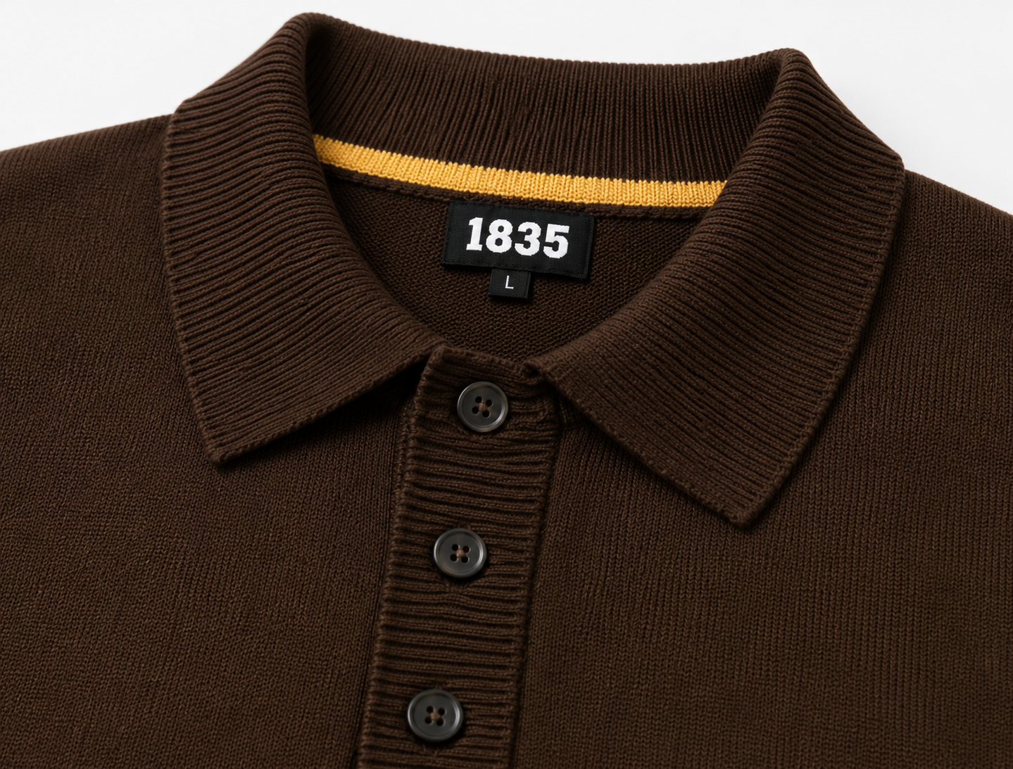 1835 Knit Polo Sweater -Brown