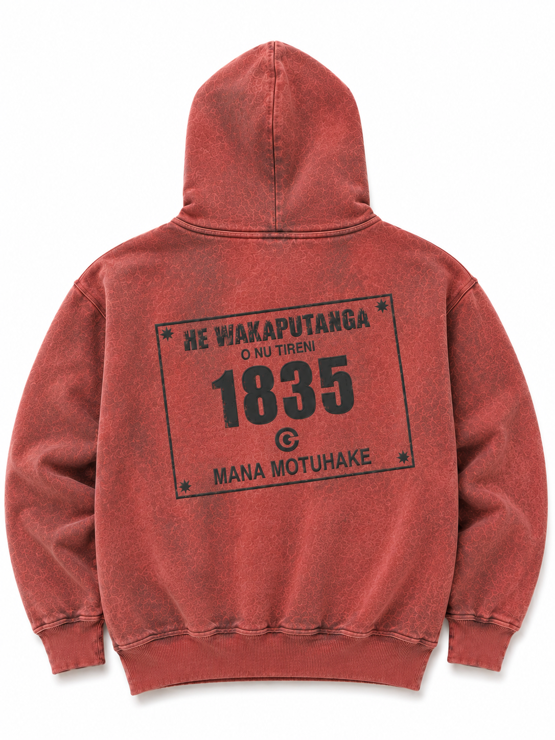 1835 Mana Motuhake Hoodie red black fade
