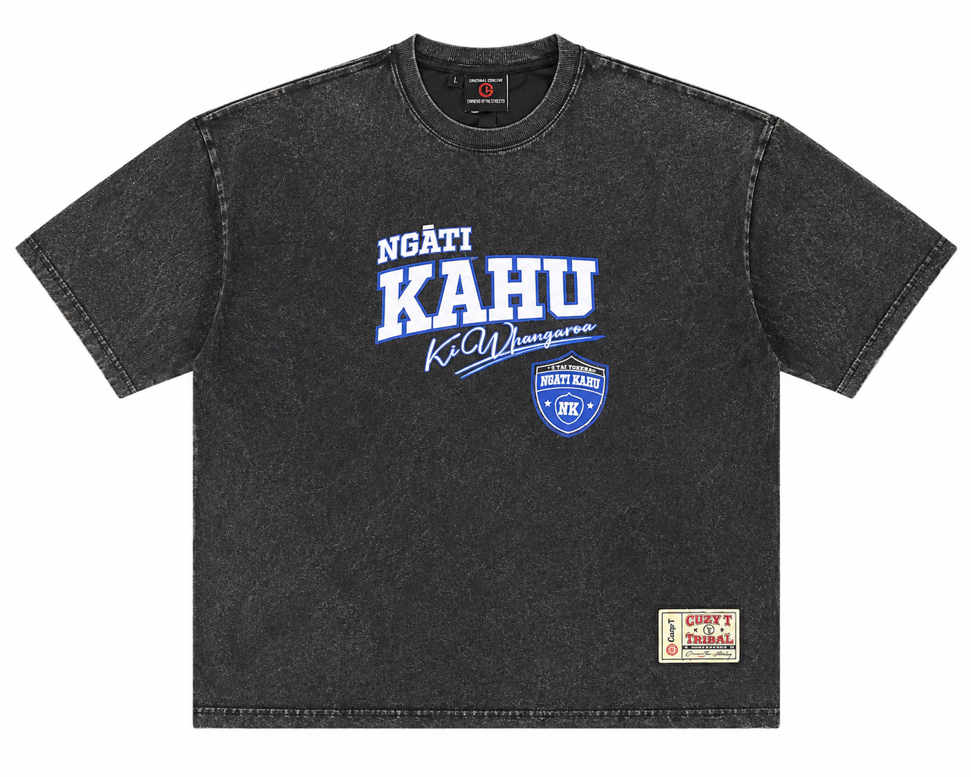 NGATI KAHU Tribal Acid Wash Oversized Tee – Māori Streetwear | Cuzy T
