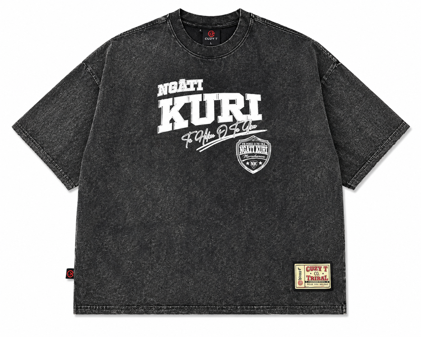 Ngati Kuri  Tribal Acid Wash Oversized Tee – Maori Streetwear | Cuzy T