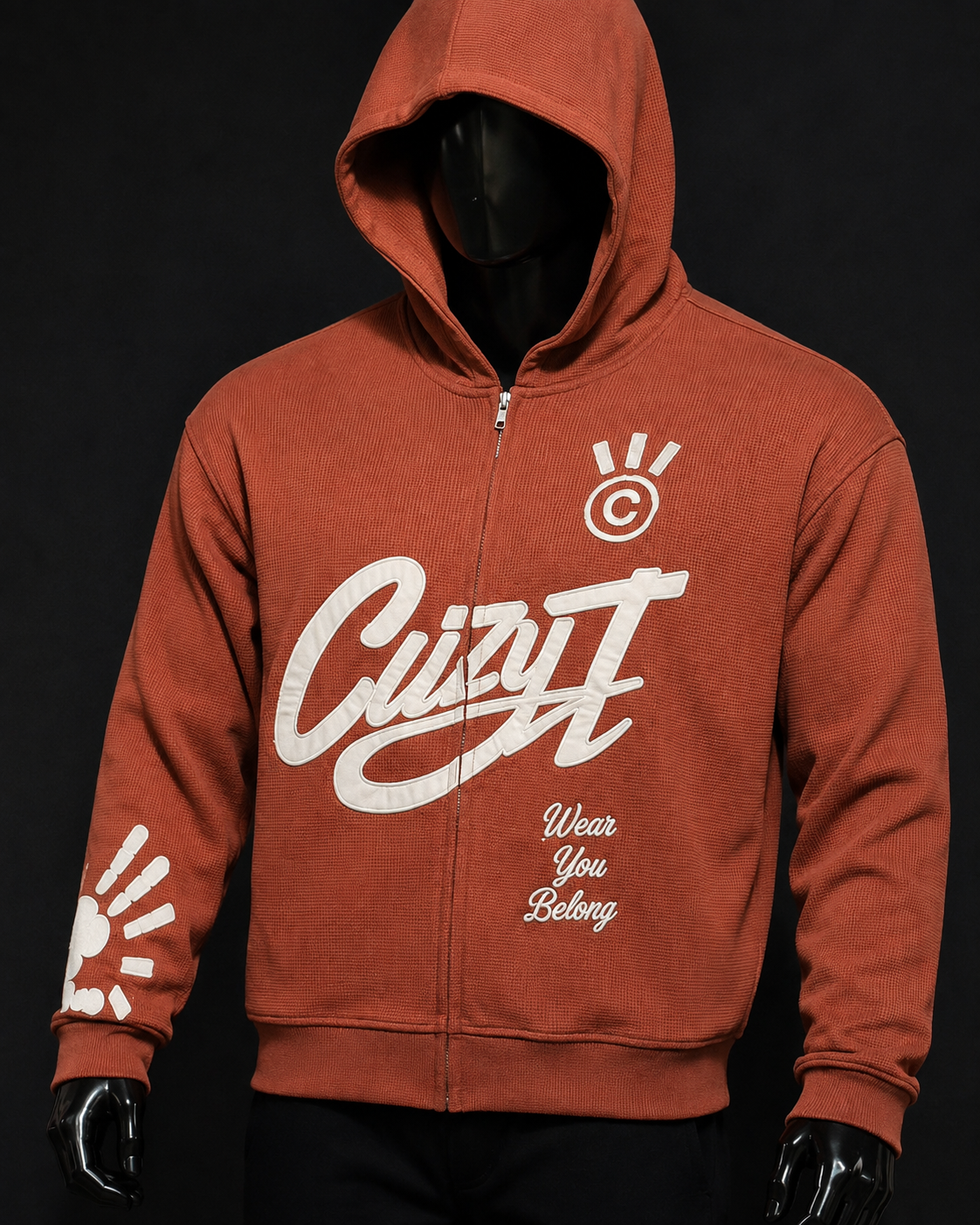 Cuzy T “Wear You Belong” Waffle Zip Hoodie