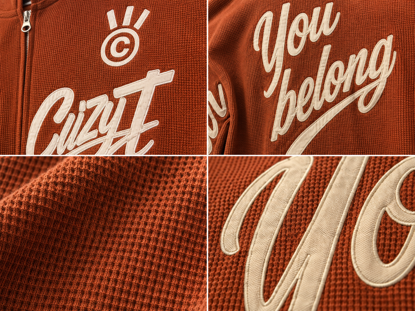 Cuzy T “Wear You Belong” Waffle Zip Hoodie