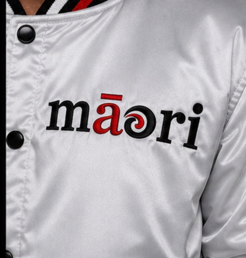 Maori Bomber Jacket -Silver white pre order