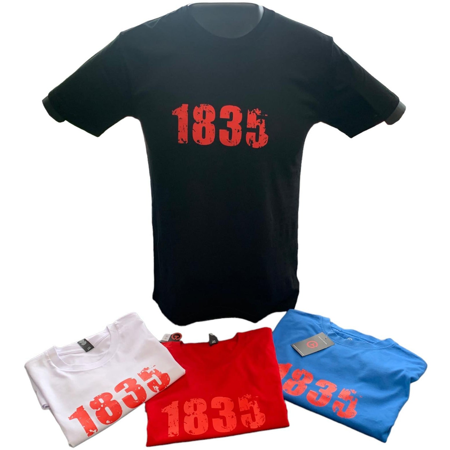 1835 Womans V Neck Tee-Red