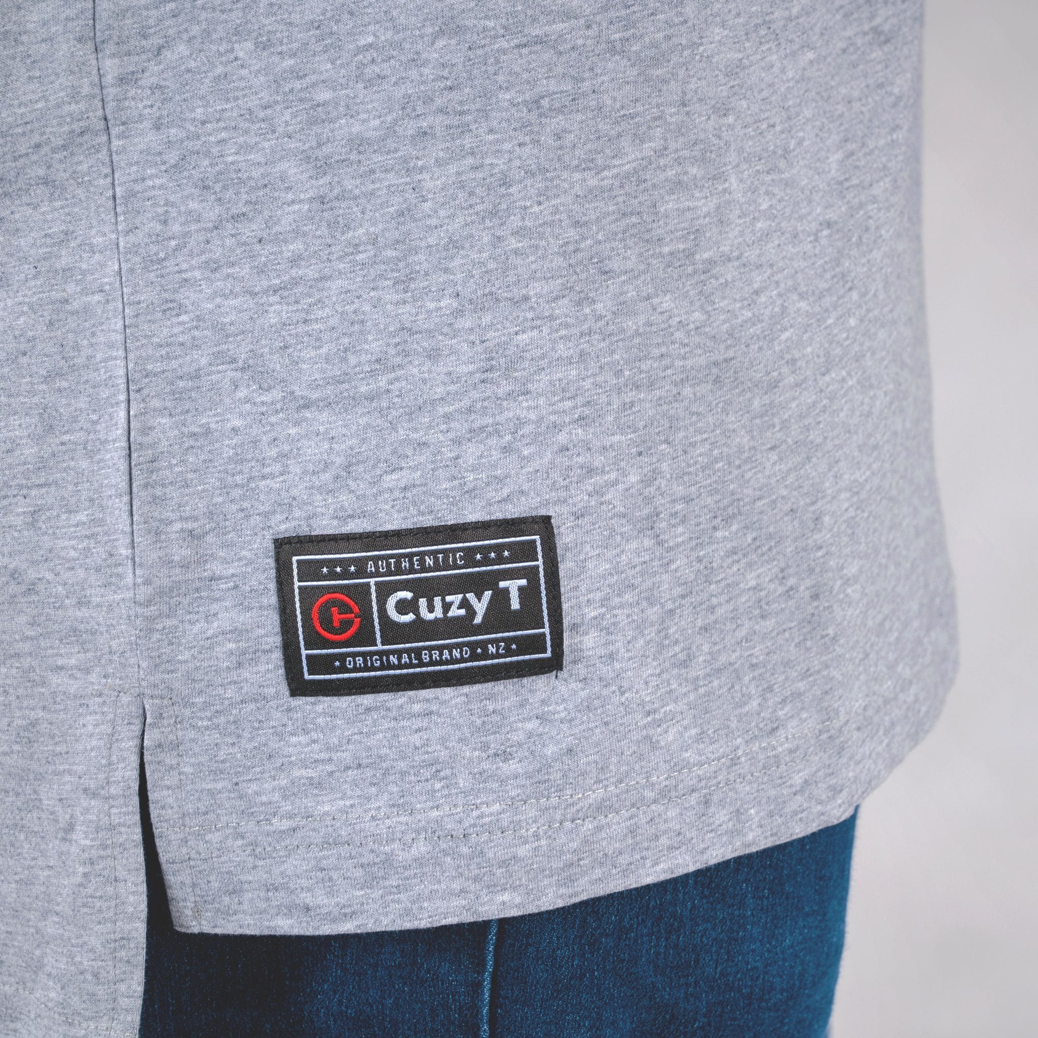 ICONIC LONG SLEEVE TAIL TEE GREY - Cuzy T Apparel