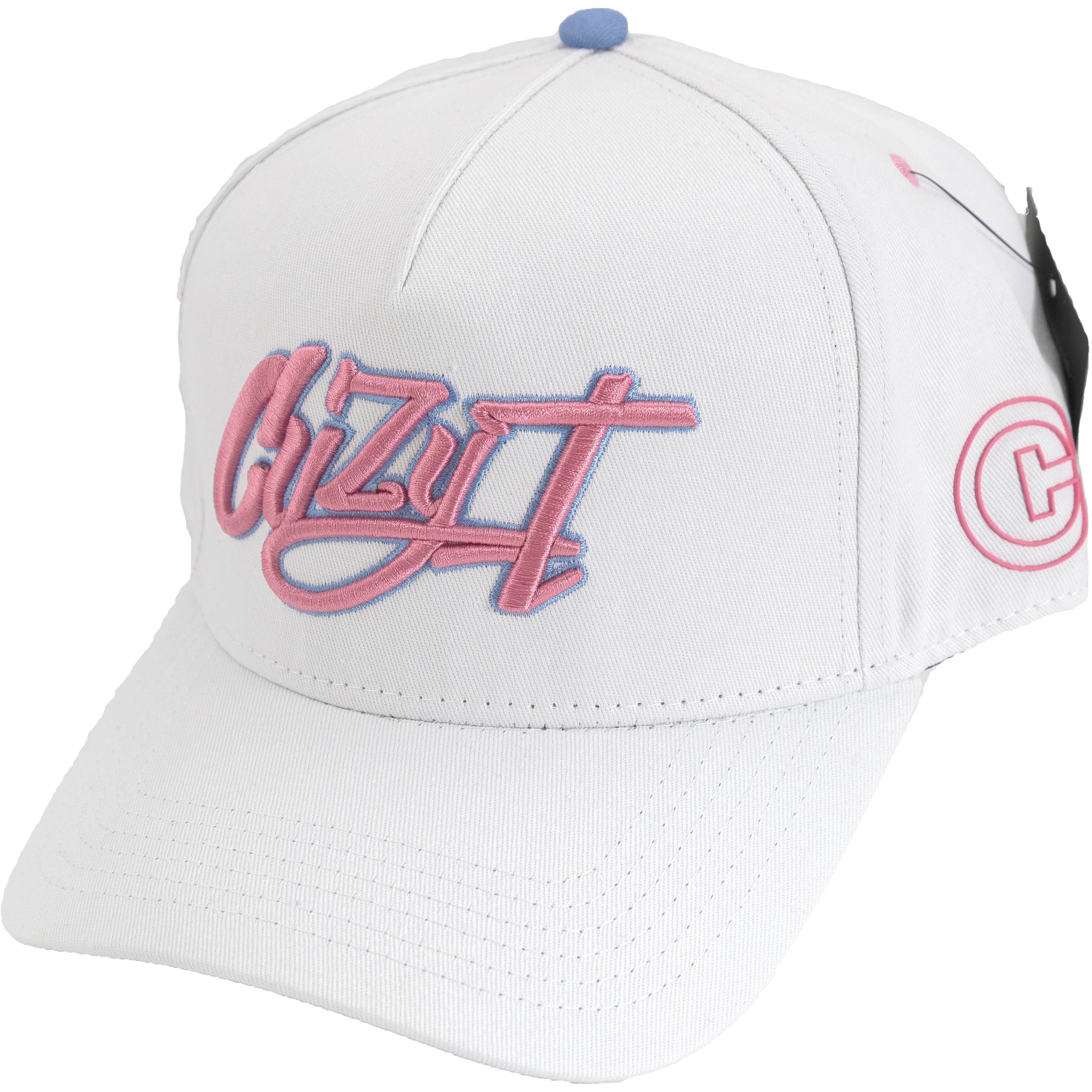 CUZY T EMBROIDERED SNAP BACK - WHITE/PINK - Cuzy T Apparel
